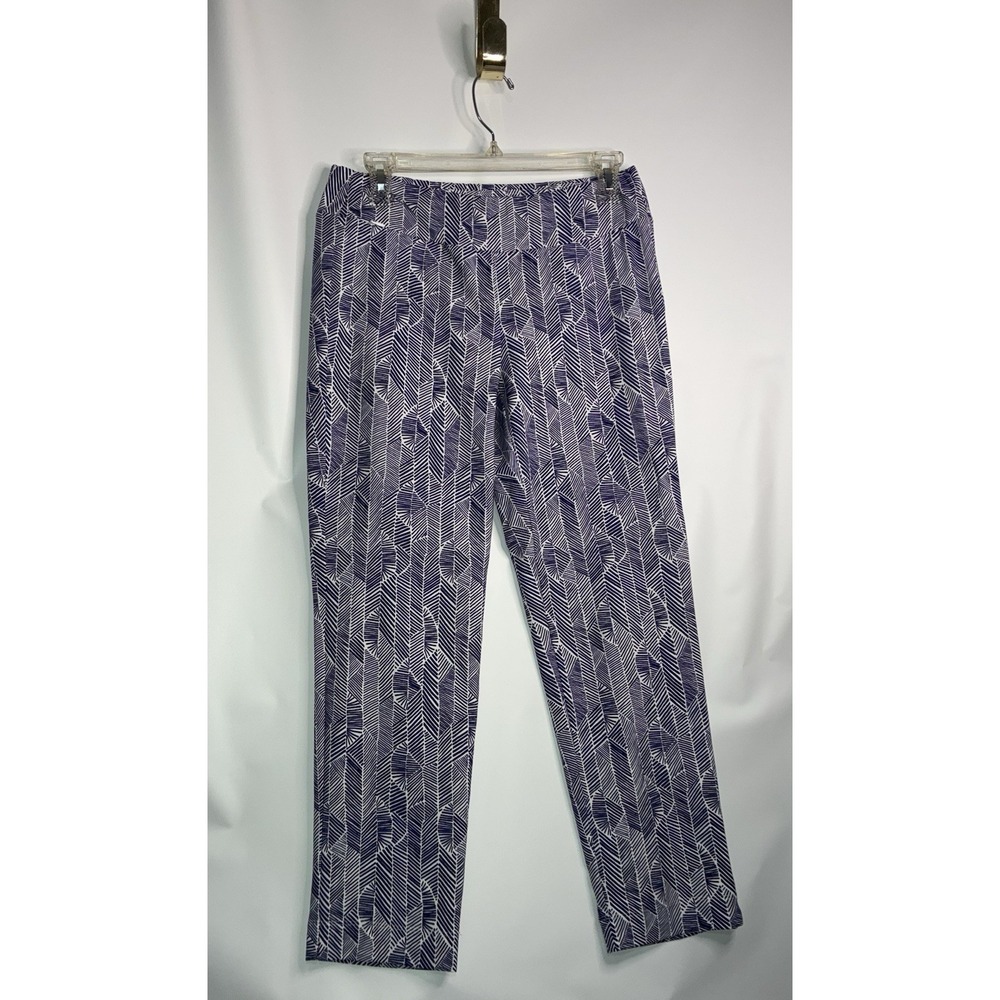 J. McLaughlin Pants Women's Size‎ Small Blue White Abstract Palm Leaves Leggings